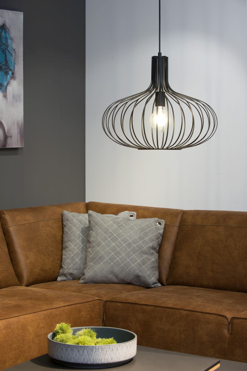 Lucide MANUELA - Závesné svietidlo - Ø 50 cm - 1xE27 - Čierna